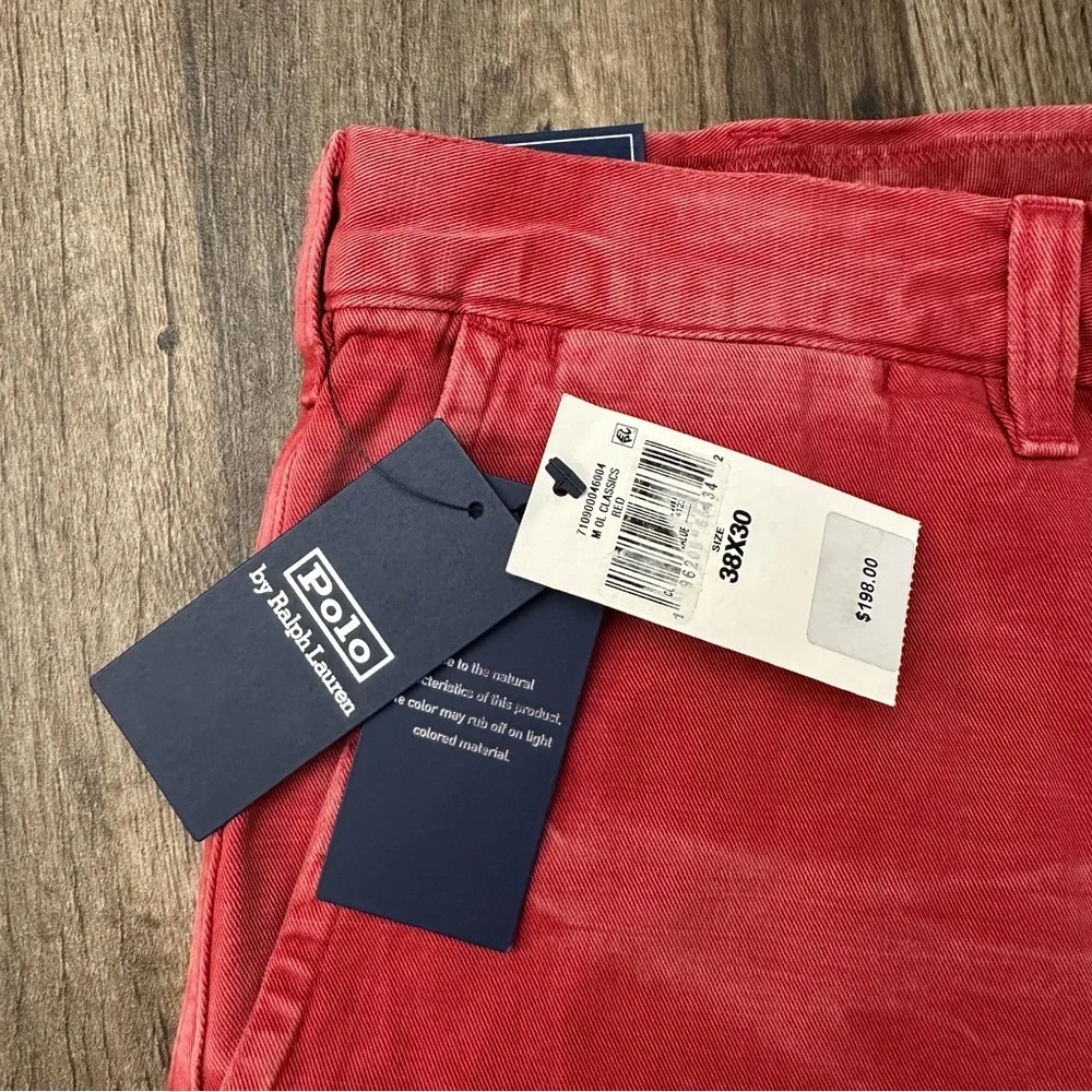 Polo Ralph Lauren Salinger Chino Straight Fit Red Dyed Pants Men Size 38/30